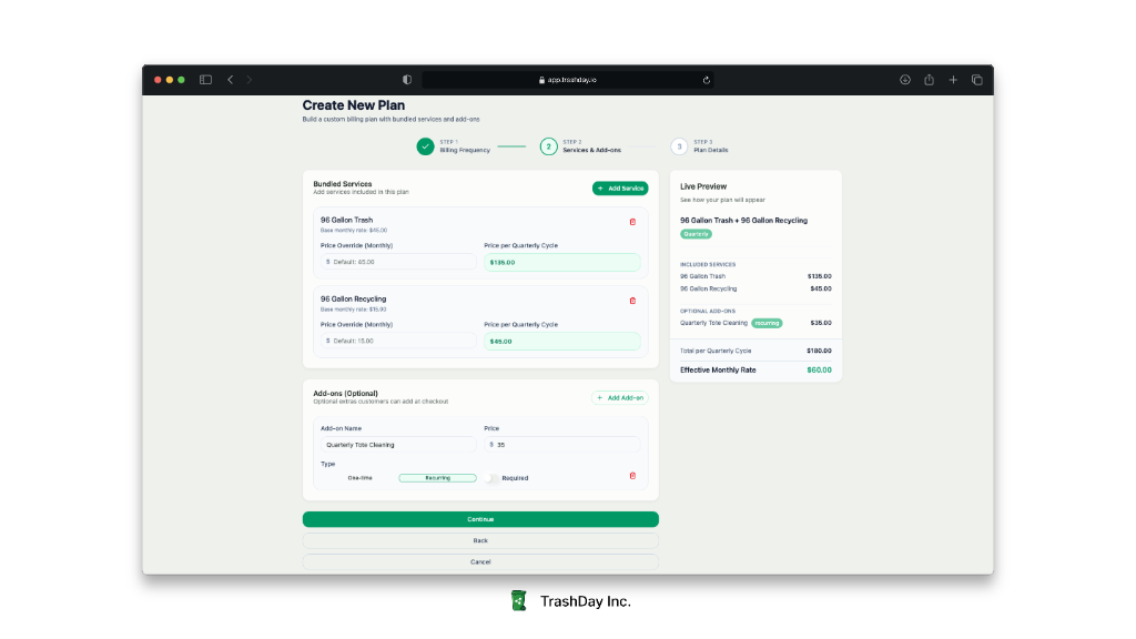 TrashDay Pay Dashboard